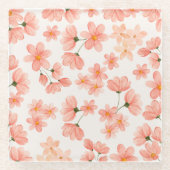 Pastel Waterverf Perzik Floral Onderzetter (Voorkant)