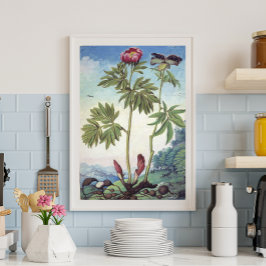  pastel Waterverf pioen illustratie Poster