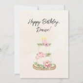 Pastel Waterverf Pioenencake Verjaardag Kaart (Voorkant)