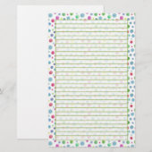 Pastel Waterverf Polka Dots Blauw Groen Lined Briefpapier (Voorkant / Achterkant)
