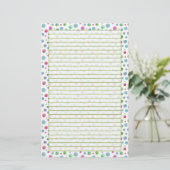 Pastel Waterverf Polka Dots Blauw Groen Lined Briefpapier (Staand voorkant)