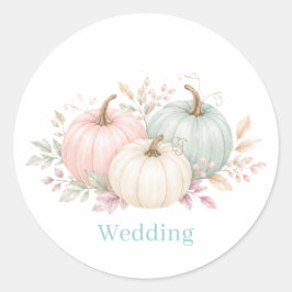 Pastel Waterverf Pompoen Trouwdag Ronde Sticker