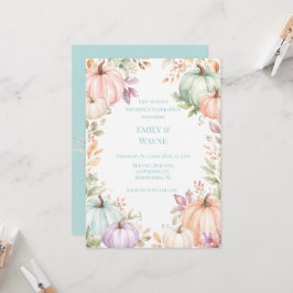 Pastel Waterverf Pompoenen Huwelijksfeest Kaart