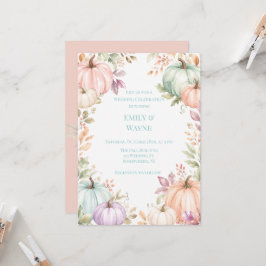 Pastel Waterverf Pompoenen Huwelijksfeest Kaart