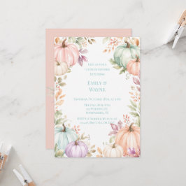 Pastel Waterverf Pompoenen Koppels Bruisfeest Kaart