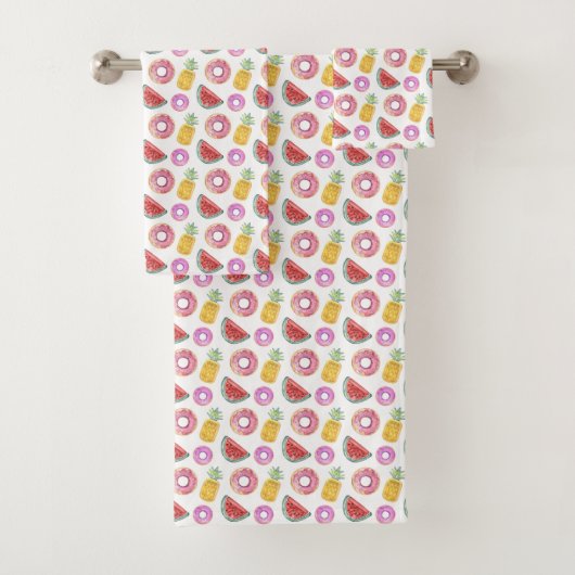Pastel Waterverf Pool Float Patroon Bad Handdoek (Insitu)