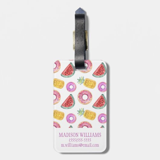 Pastel Waterverf Pool Float Patroon Bagagelabel (Achterkant verticaal)