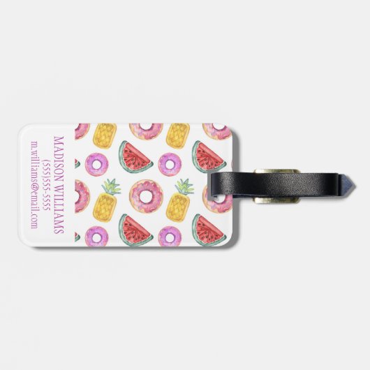 Pastel Waterverf Pool Float Patroon Bagagelabel (Achterkant horizontaal)