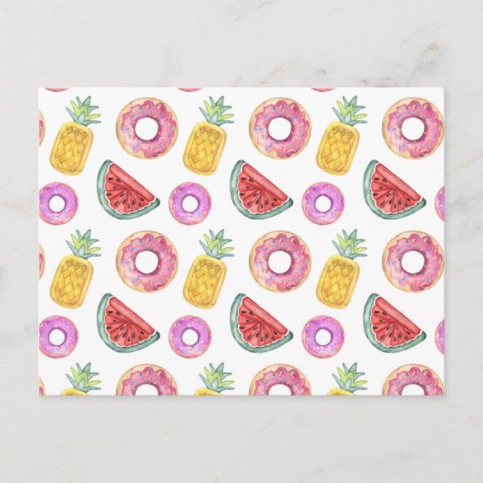 Pastel Waterverf Pool Float Patroon Briefkaart (Voorkant)
