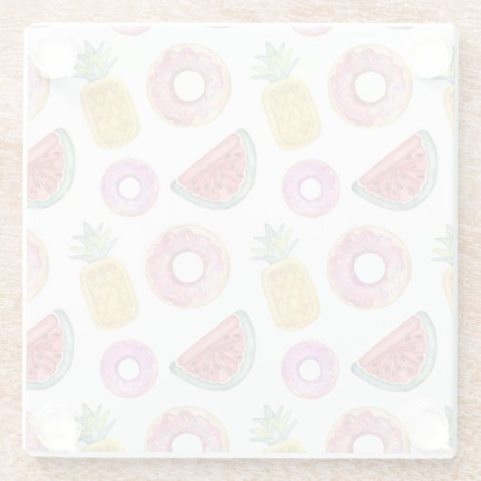 Pastel Waterverf Pool Float Patroon Glazen Onderzetter (Achterkant)