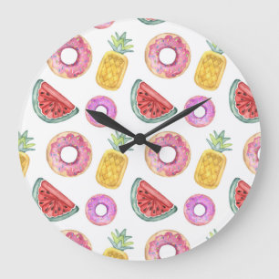 Pastel Waterverf Pool Float Patroon Grote Klok