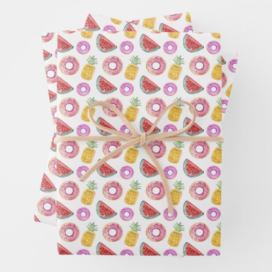 Pastel Waterverf Pool Float Patroon Inpakpapier Vel (In situ)