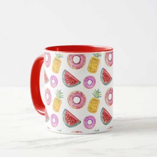 Pastel Waterverf Pool Float Patroon Mok (Voorkant links)