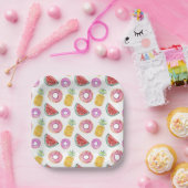 Pastel Waterverf Pool Float Patroon Papieren Bordje (Feest)