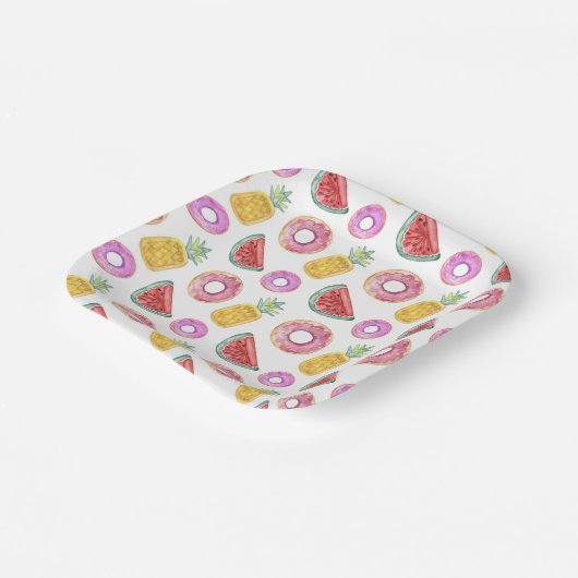 Pastel Waterverf Pool Float Patroon Papieren Bordje (Gebogen)