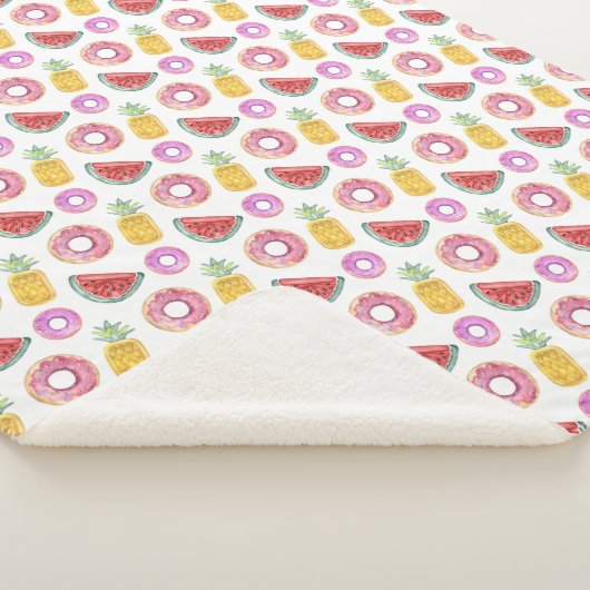 Pastel Waterverf Pool Float Patroon Sherpa Deken (3/4)