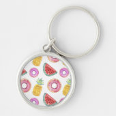 Pastel Waterverf Pool Float Patroon Sleutelhanger (Voorkant)