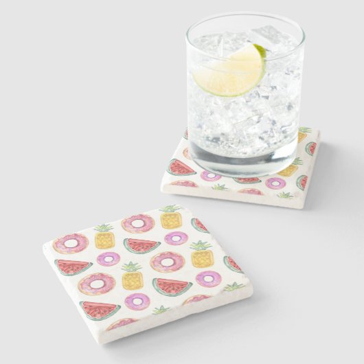 Pastel Waterverf Pool Float Patroon Stenen Onderzetter (Zijkant)