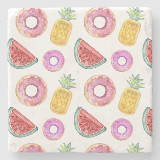 Pastel Waterverf Pool Float Patroon Stenen Onderzetter (Voorkant)