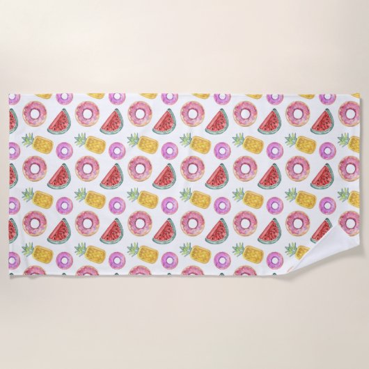 Pastel Waterverf Pool Float Patroon Strandlaken (Voorkant)