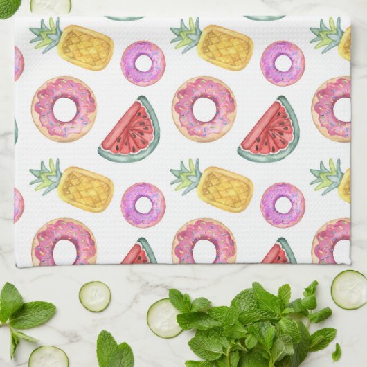 Pastel Waterverf Pool Float Patroon Theedoek (Gevouwen)