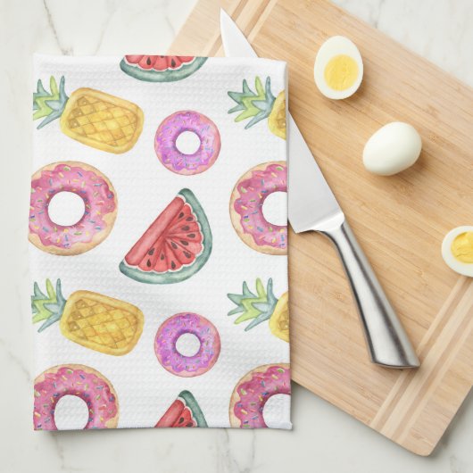 Pastel Waterverf Pool Float Patroon Theedoek (Quarter Fold)