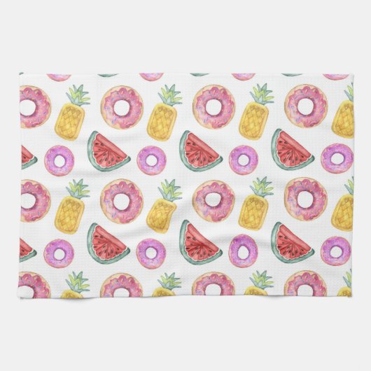 Pastel Waterverf Pool Float Patroon Theedoek (Horizontaal)