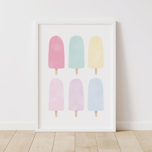 Pastel Waterverf Popsicle Girls Room Poster