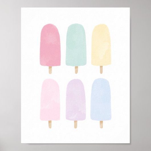 Pastel Waterverf Popsicle Girls Room Poster (Voorkant)