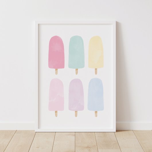 Pastel Waterverf Popsicle Meisjes Kamer Poster