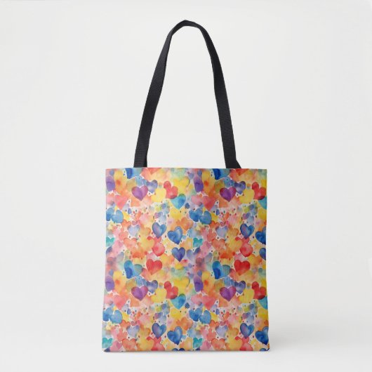 PASTEL WATERVERF RAINBOW ABSTRACTE HARTEN TOTE BAG (Voorkant)