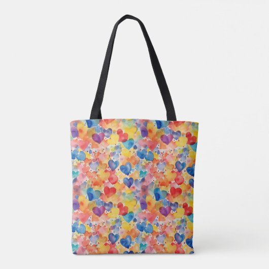 PASTEL WATERVERF RAINBOW ABSTRACTE HARTEN TOTE BAG (Achterkant)