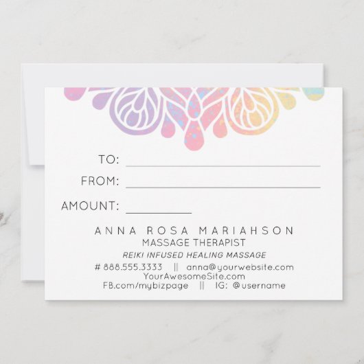 *~* Pastel Waterverf Rainbow Mandala Spiritueel Notitiekaartje (Achterkant)