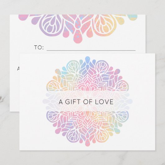 *~* Pastel Waterverf Rainbow Mandala Spiritueel Notitiekaartje (Voorkant / Achterkant)