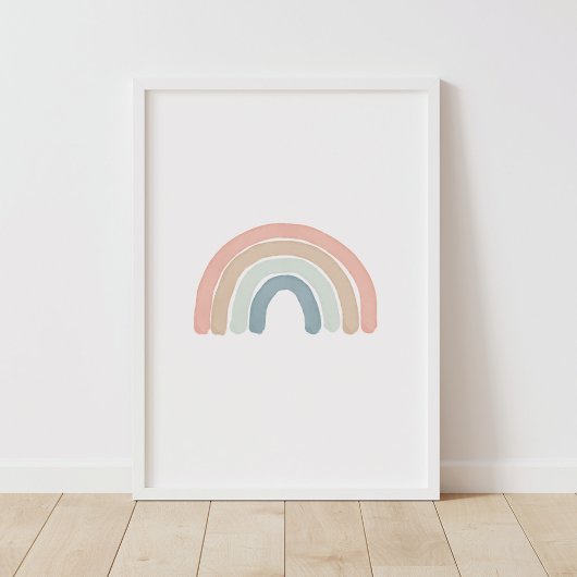 Pastel Waterverf Rainbow Nursery Poster