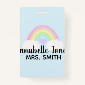 Pastel Waterverf Rainbow Sky Blue Badge (Achterkant)