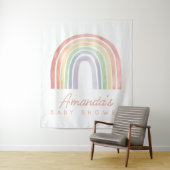 Pastel Waterverf Regenboog Baby shower Achtergrond Wandkleed (In situ)
