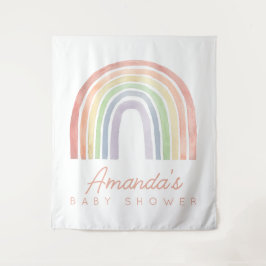 Pastel Waterverf Regenboog Baby shower Achtergrond Wandkleed