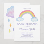 Pastel Waterverf Regenboog en Sprinkle Baby shower Kaart (Voorkant / Achterkant)