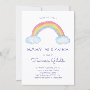 Pastel Waterverf Regenboog en Sprinkle Baby shower Kaart