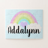 Pastel Waterverf Regenboog Naam Legpuzzel (Horizontaal)