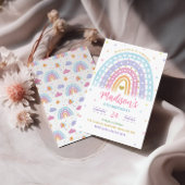 Pastel Waterverf Regenboog Verjaardagsuitnodiging Kaart