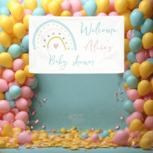 Pastel waterverf regenbooghart Baby shower