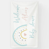 Pastel waterverf regenbooghart Baby shower Spandoek (Verticaal)