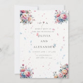 Pastel Waterverf Roos bruiloft uitnodiging (Voorkant)