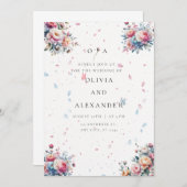 Pastel Waterverf Roos bruiloft uitnodiging (Voorkant / Achterkant)