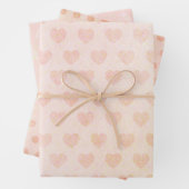 Pastel Waterverf Roos Gouden Hart Inpakpapier Vel (In situ)