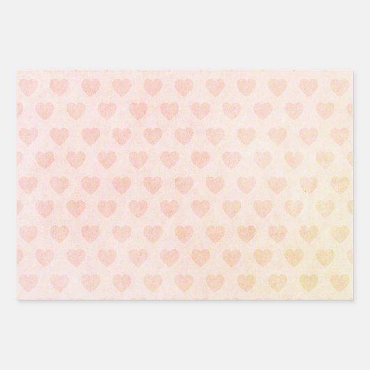 Pastel Waterverf Roos Gouden Hart Inpakpapier Vel (Voorkant)