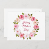 pastel Waterverf Roos krans Briefkaart (Voorkant / Achterkant)