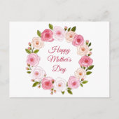 pastel Waterverf Roos krans Briefkaart (Voorkant)